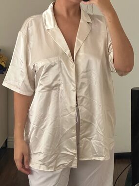 Divided Cream Casual Short Sleeve Shirt